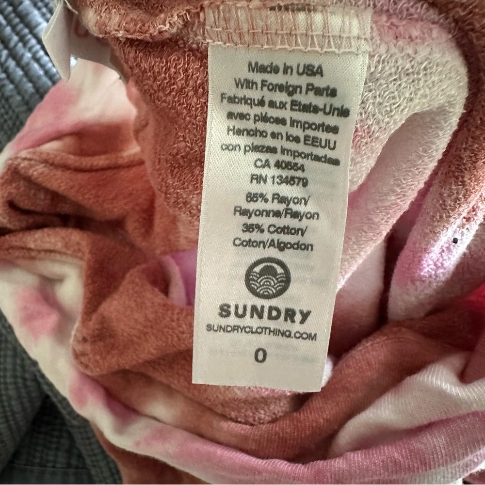 Sundry Pink and Wine Tie-Dye Basic Terry Jogger Sweatpants, Size 0 (Extra Small) - Picture 7 of 7